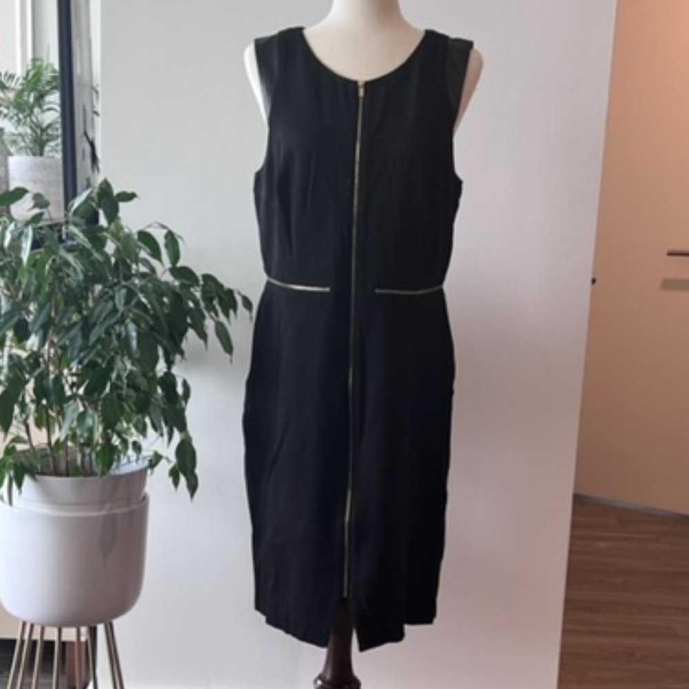 Ann Taylor, Cocktail Dress, Black with Zippers, size 12